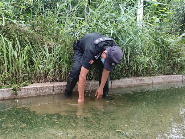 惠民经济开发区管委会物业管理处人员正在清理地下管道